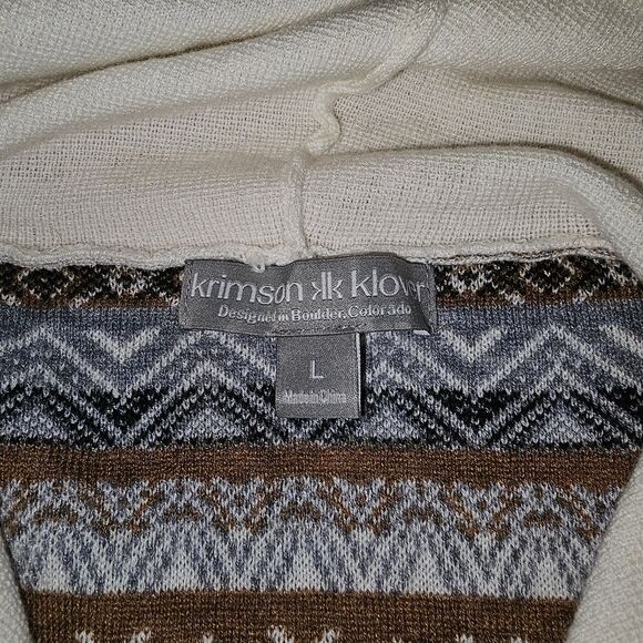 Krimson Klover Hailey Hoodie wool blend White/Grey/Taiupe Size Large - Picture 6 of 7